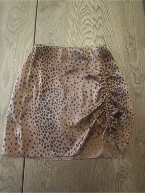 Aritzia Wilfred Ruched Animal Print Mini Skirt